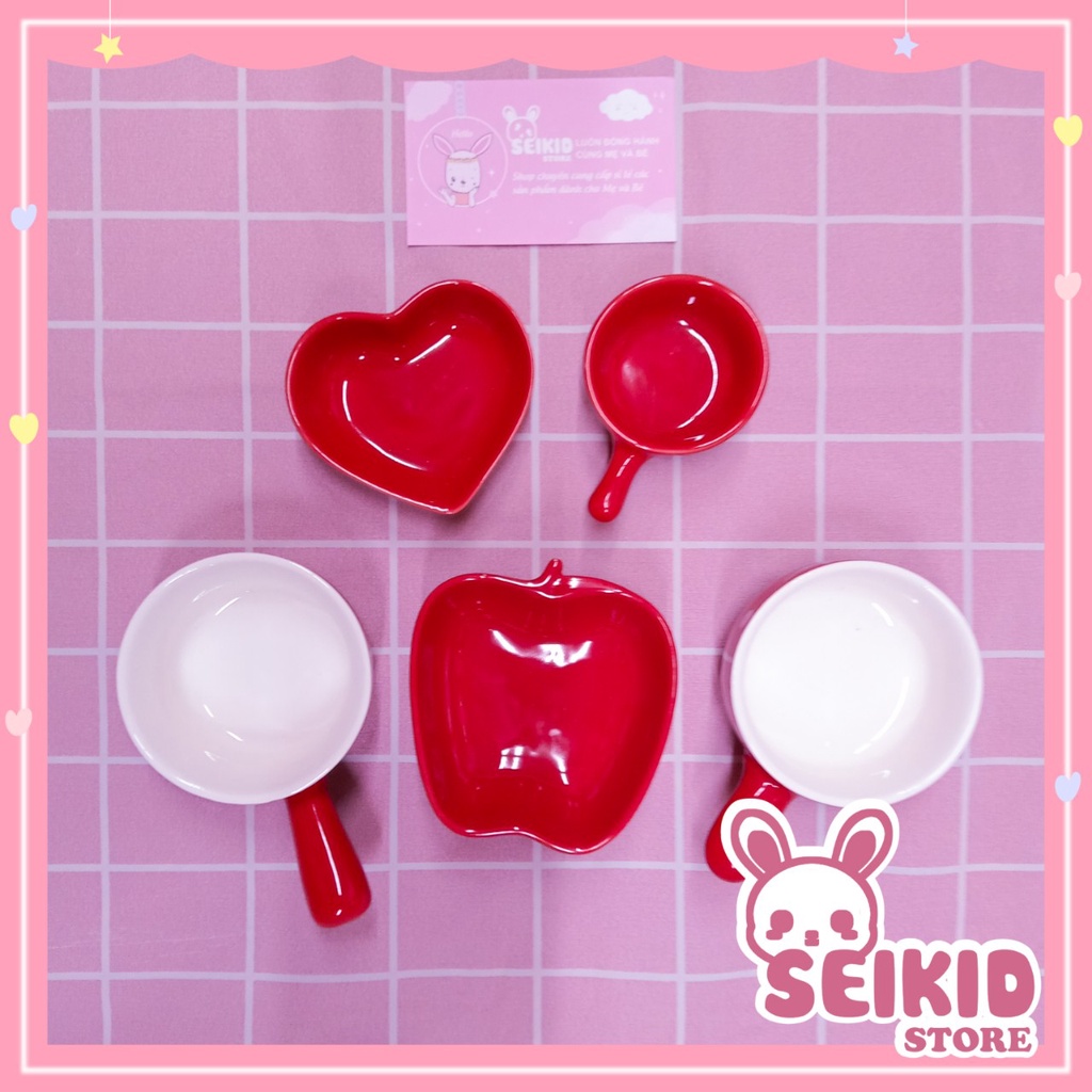 Bát Sứ Ăn Dặm Cao Cấp Cho Bé Màu Đỏ Seikid Store