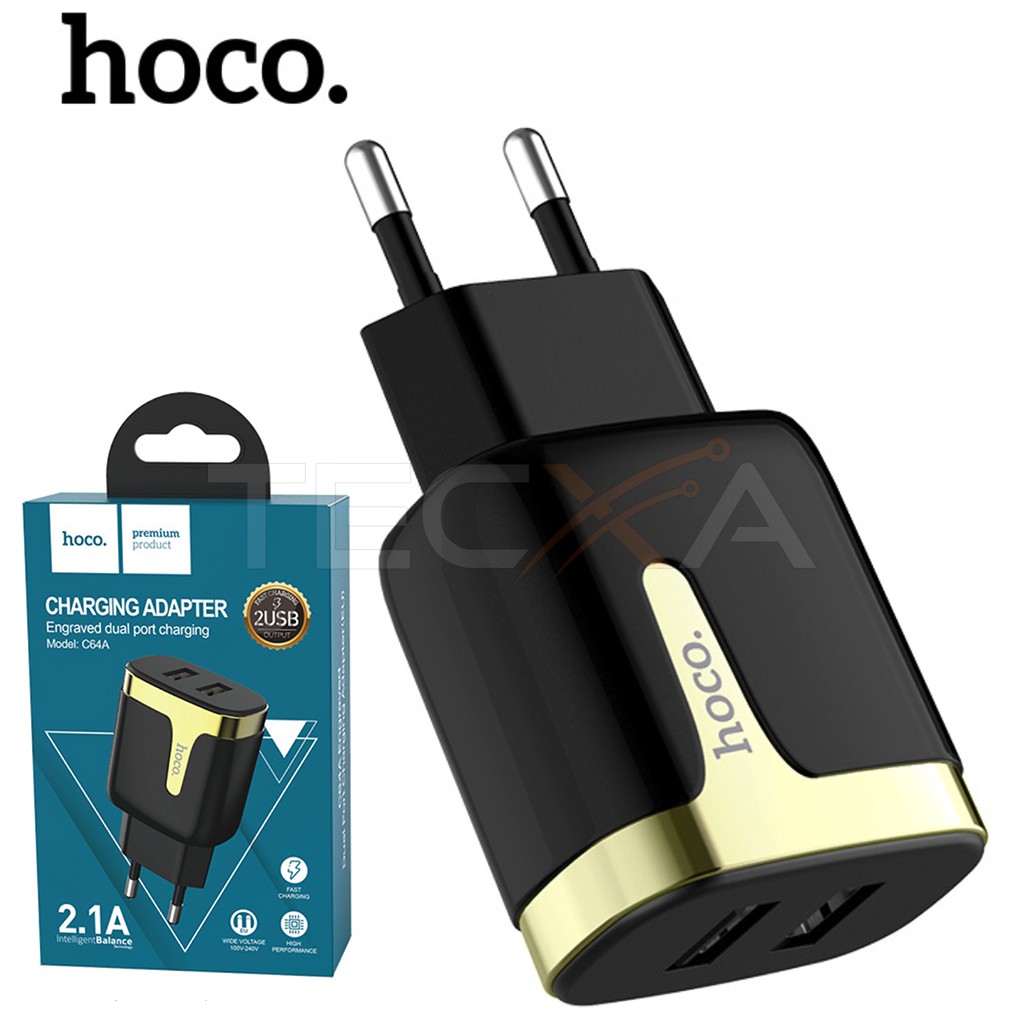 Củ Sạc Nhanh Hoco C64A - Củ Sạc Chính Hãng Hoco C64A 2 Cổng Usb 5V 2,1A - Bảo hành 12 tháng