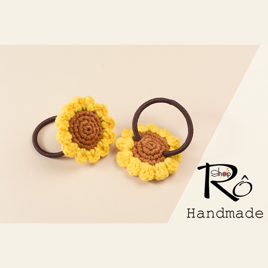 Dây cột tóc hoa hướng dương bằng len Handmade [Ảnh thật+Hàng sẵn]