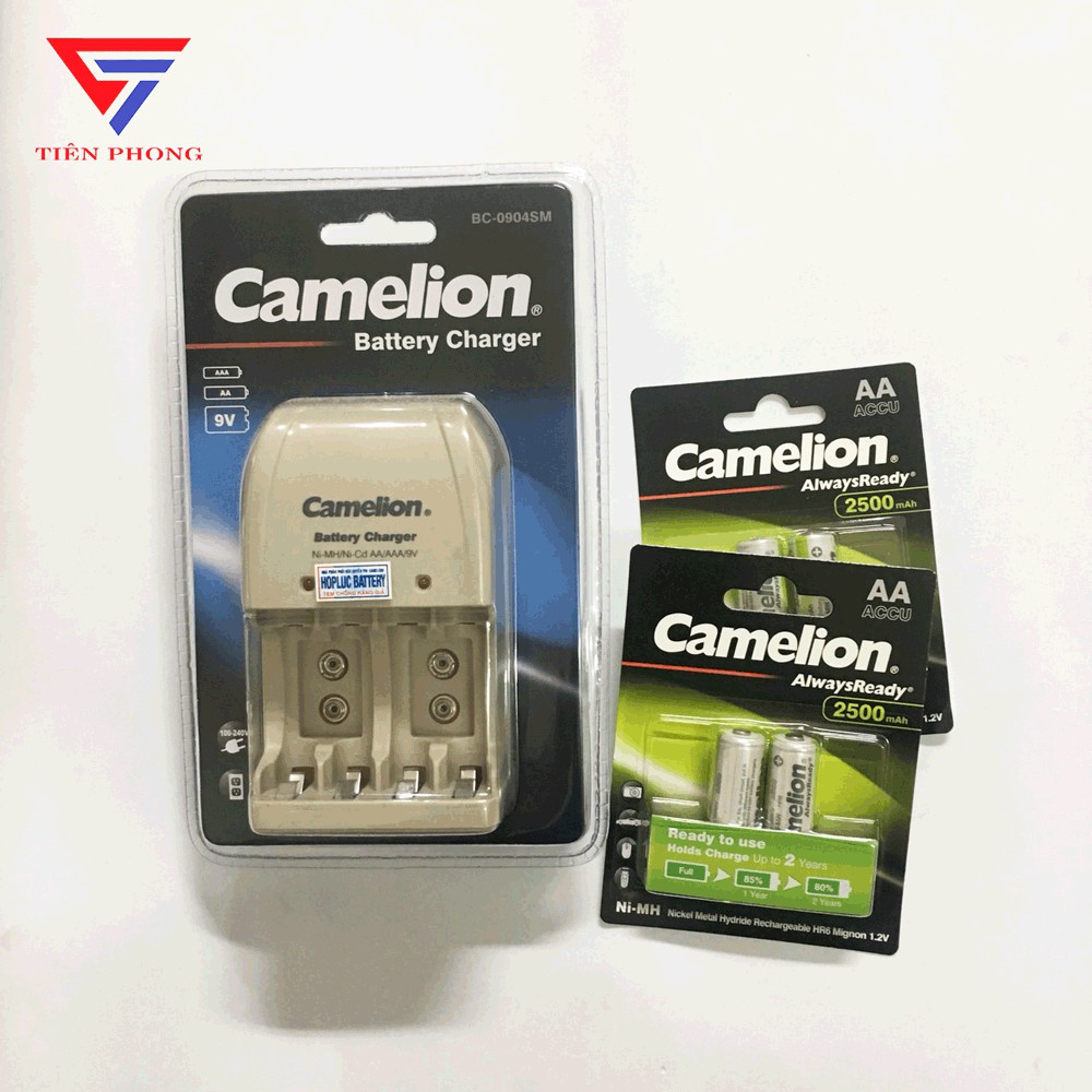 Máy Sạc Camelion BC-0904 Kèm 2 Vỉ Pin Sạc AA Camelion 2500mAh