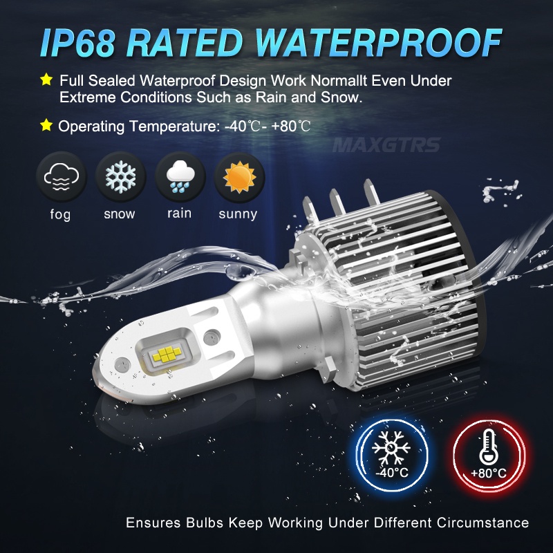 Set 2 bóng đèn pha MAXGTRS LED H15 12V 6000K 12000LM thích hợp cho Ranger Explorer Golf 6 CX-5 A3 A6 Vito Audi BMW