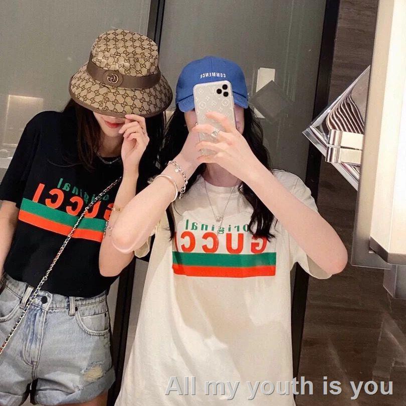 [Spot real shot 💕]áo sơmi nữ☎European station 21 new style cotton men s and women short-sleeved student Korean version loose plus size blouse ins fashion couple T-shirt