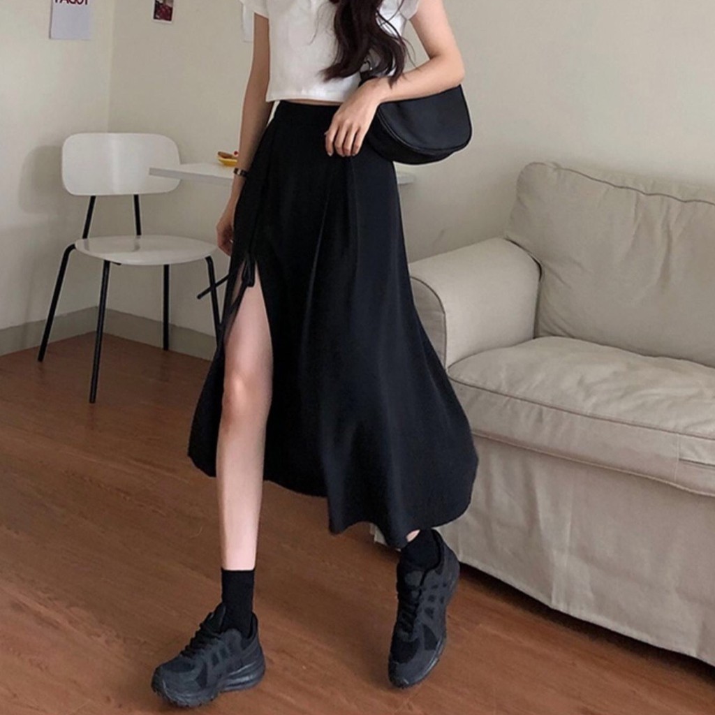 [Mã FAMAYWA giảm 10K đơn 50K] Chân Váy Nữ Midi Xẻ Đen Dáng Xòe Dài Siêu Chất CV08 | BigBuy360 - bigbuy360.vn