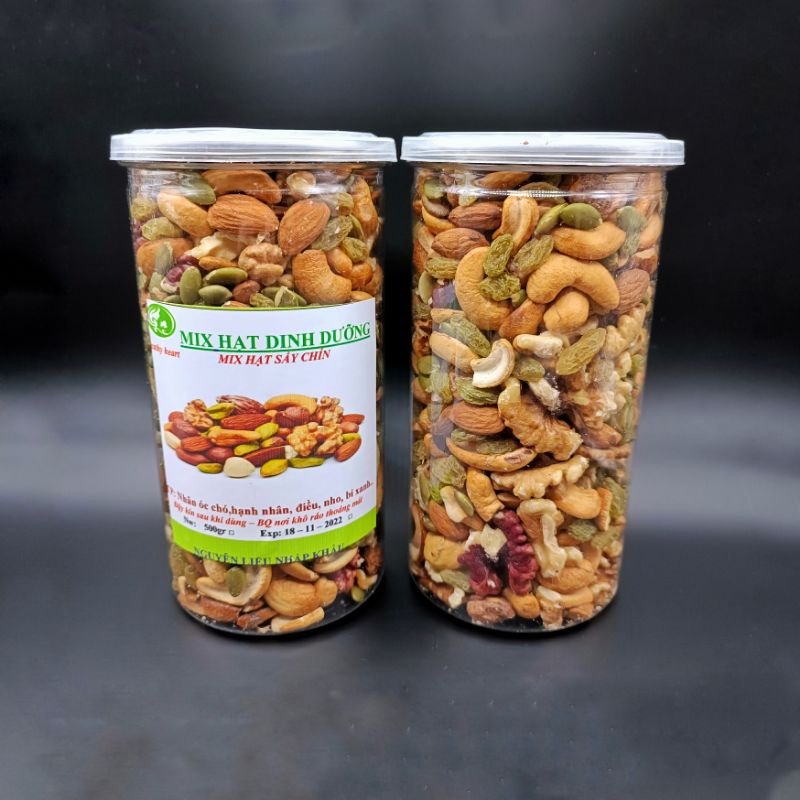 Hạt Dinh Dưỡng Mix 500Gr Granola 100% Hạt  Nhobep Mới Thơm Giòn Ngon Ngậy Tốt Cho Sức Khỏe, Người Ăn Kiêng, Bà Bầu