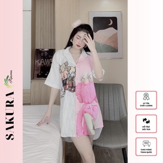 Váy nữ sơmi bigsize tiểu thư thiết kế xinh đẹp lụa ngủ cao cấp SAKURA