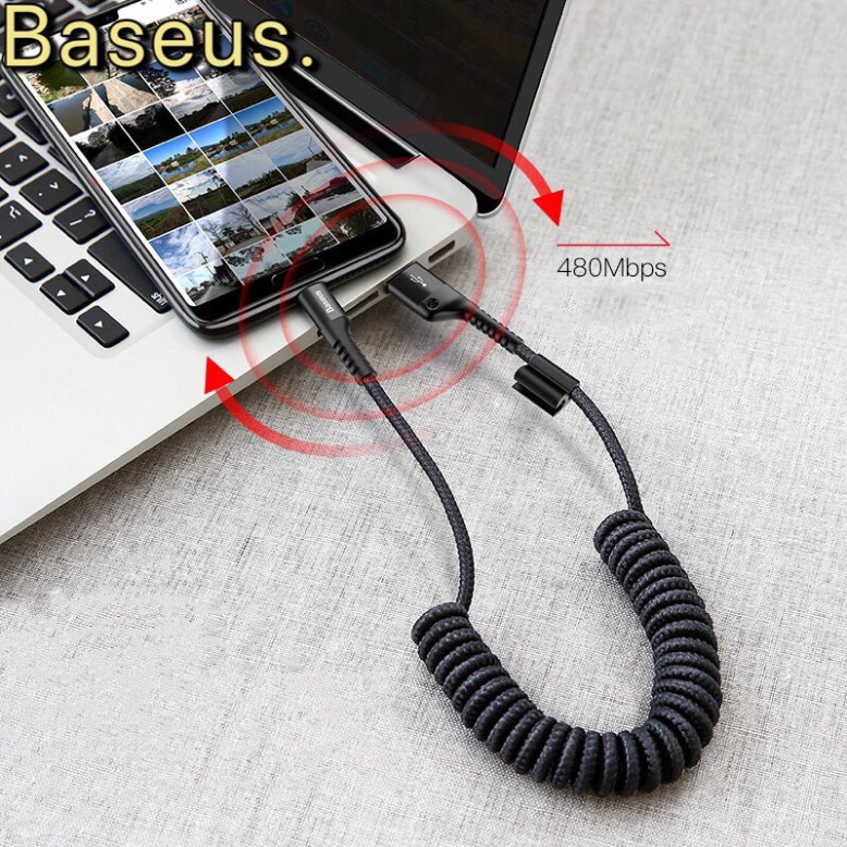 Dây cáp sạc iphone dây xoắn đàn hồi Baseus Fish Eye Spring Data dùng cho iPhone