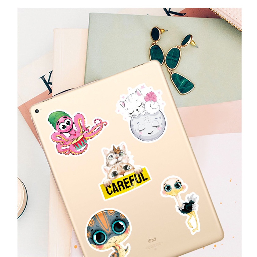 Sticker trang trí sổ SOSAMA set 50 sticker trang trí sổ họa tiết hoạt hình vui nhộn SS-001419