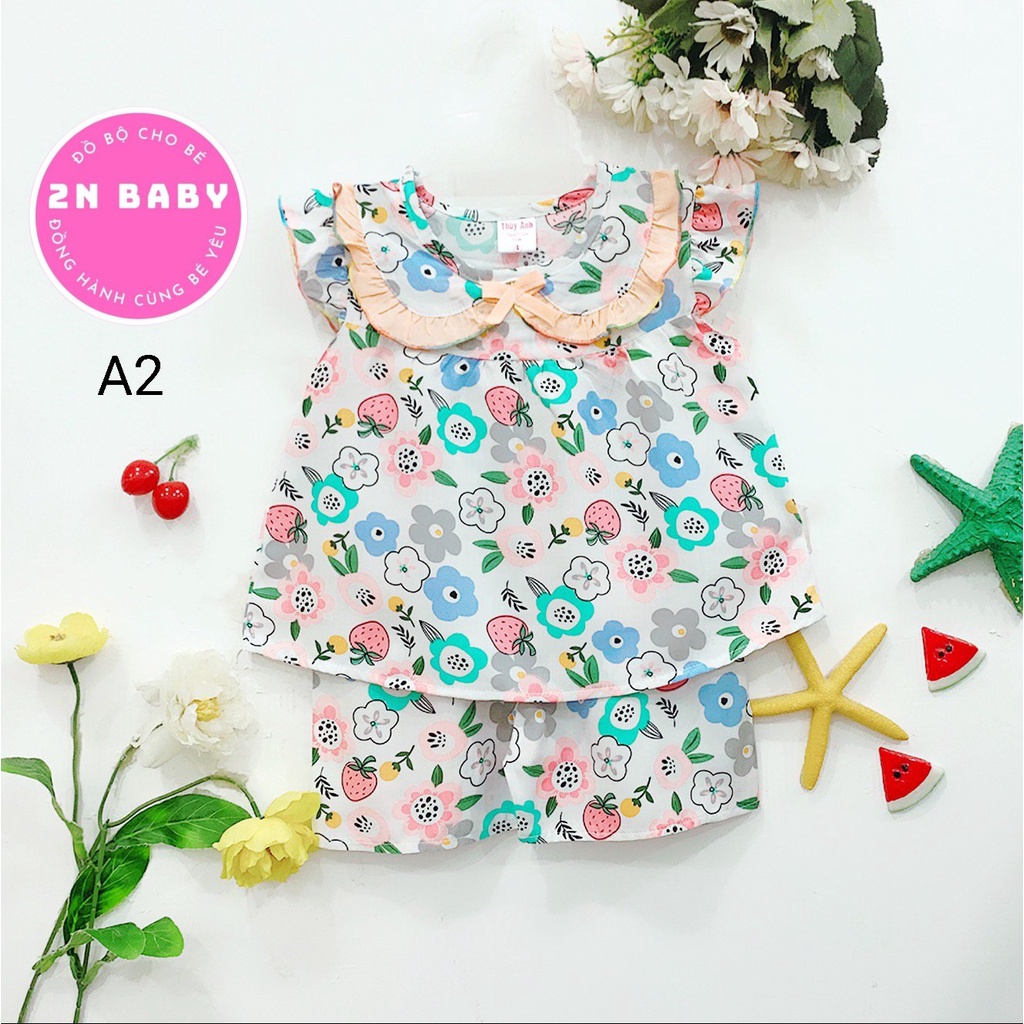 Đồ bộ tole bé gái quần đùi tay cánh tiên, viền cổ dễ thương 8 - 15kg ( size 3- 7) (link 2)