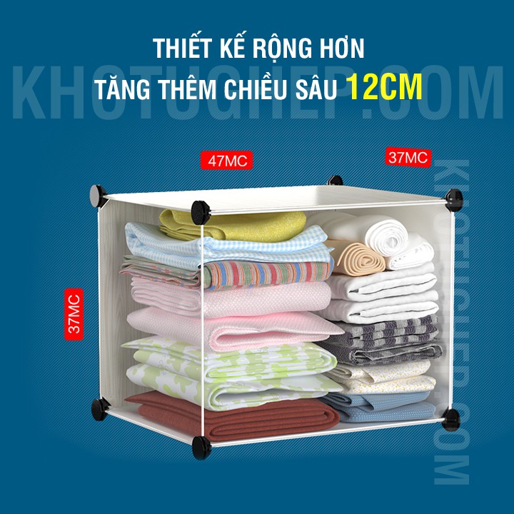 XẢ KHO- TỦ NHỰA QUẦN ÁO LẮP GHÉP 16 ô  SIZE SÂU 37x47x37cm/1 Ô. Tặng Kèm Móc Treo, búa gỗ chuyên dụng