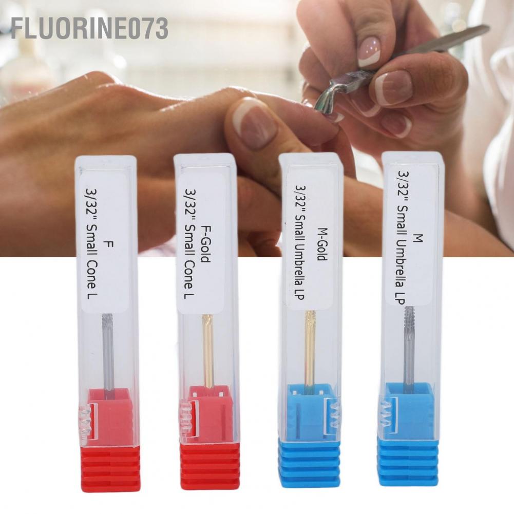 Fluorine073 4 cái Nail Art Drill Bits Set Loại bỏ Keo dán móng tay Vonfram Thép Phổ dụng Đánh bóng Móng Mài