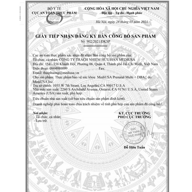 Viên bổ cho bà bầu vitamin tổng hợp MediUSA Prenatal Multi DHA lọ 60 Viên - nhập khẩu Mỹ nha thuoc phuoc thien
