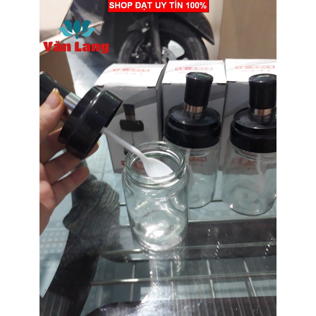 Hũ đựng gia vị 250ml (bộ 4hũ) - Hũ thủy tinh đựng gia vị kèm muỗng cao cấp