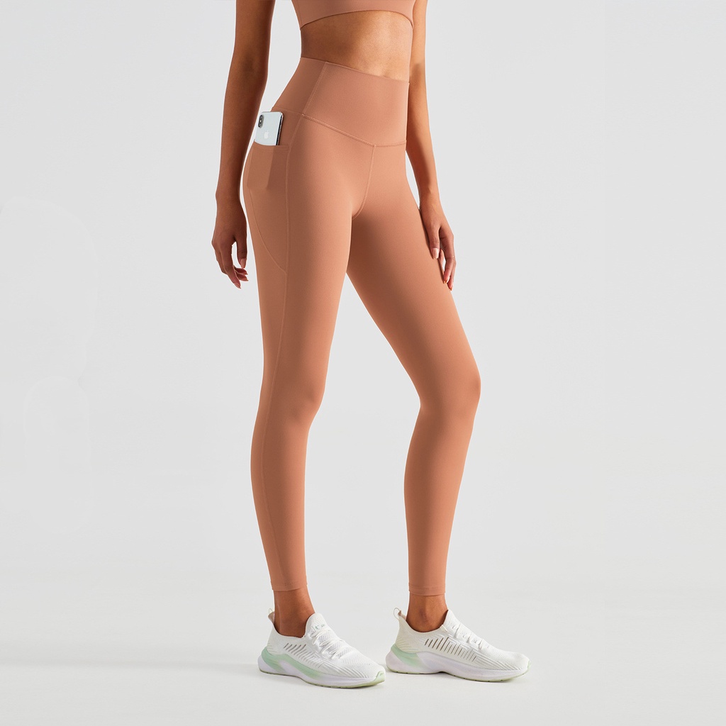 Quần legging HOPPE FUMENG dài có túi bên hông phong cách thể thao dành cho nữ