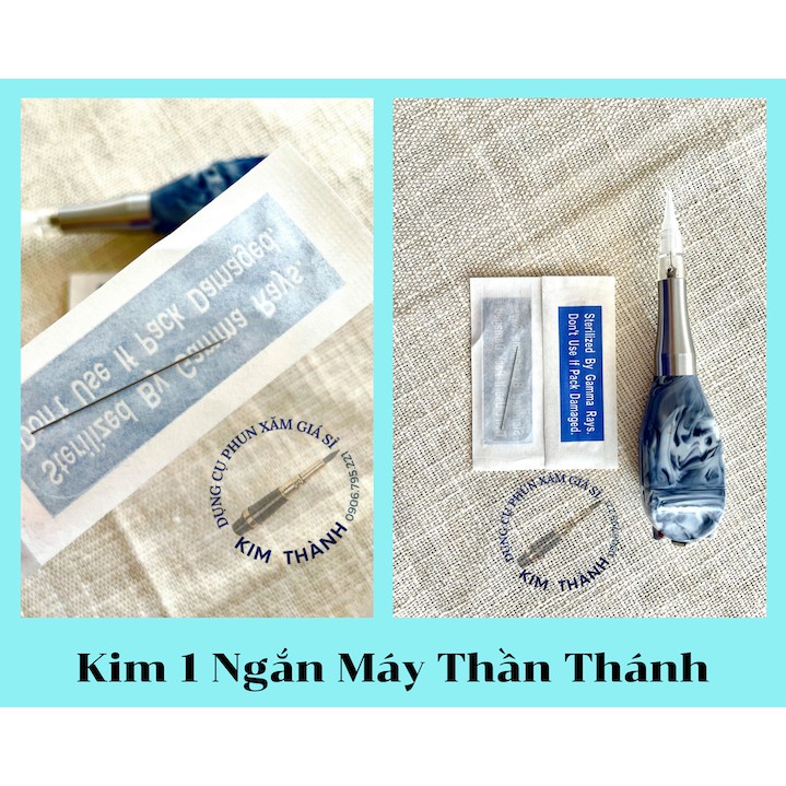 [50-100C] KIM 1 NGẮN MÁY THẦN THÁNH PHUN XĂM THẨM MỸ. (Xanh Dương) 0.4*35mm