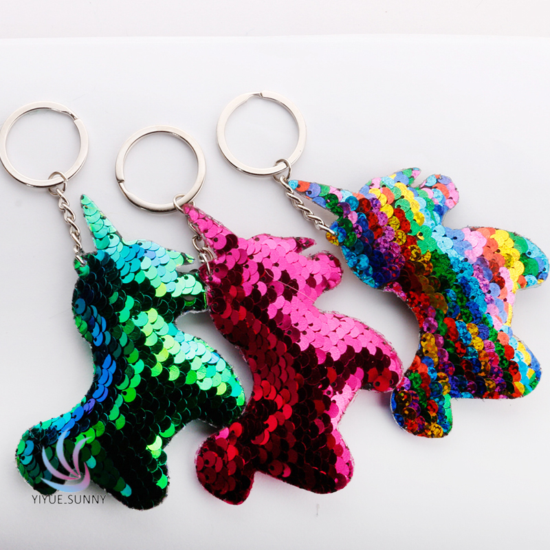 Móc Khóa Hình Ngựa Một Sừng Đính Sequin Lấp Lánh