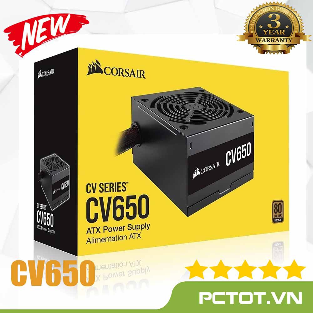 Nguồn Máy Tính CORSAIR CV650 80+ BRONZE 650W - Corsair 650W (NEW 100%, CHÍNH HÃNG)