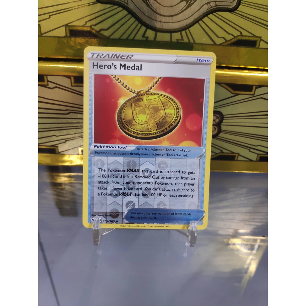 [ Dưa Hấu Yugioh ] Lá bài thẻ bài Pokemon Trainer Hero's Medal