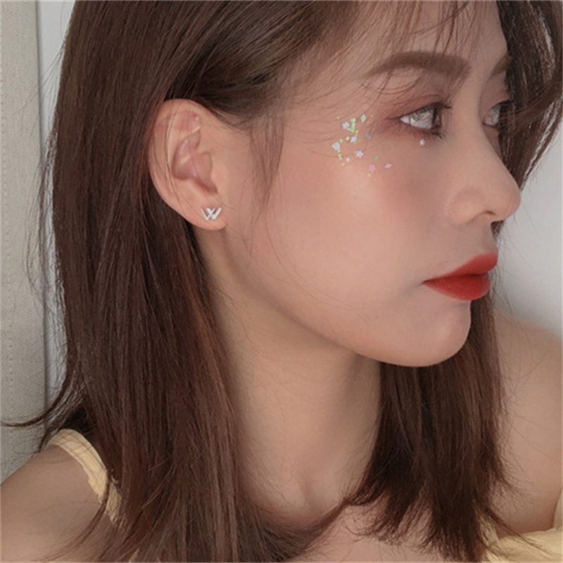 Khuyên Tai Đính Đá Kiểu Chữ V Đôi Thời Trang Dành Cho Nữ F804