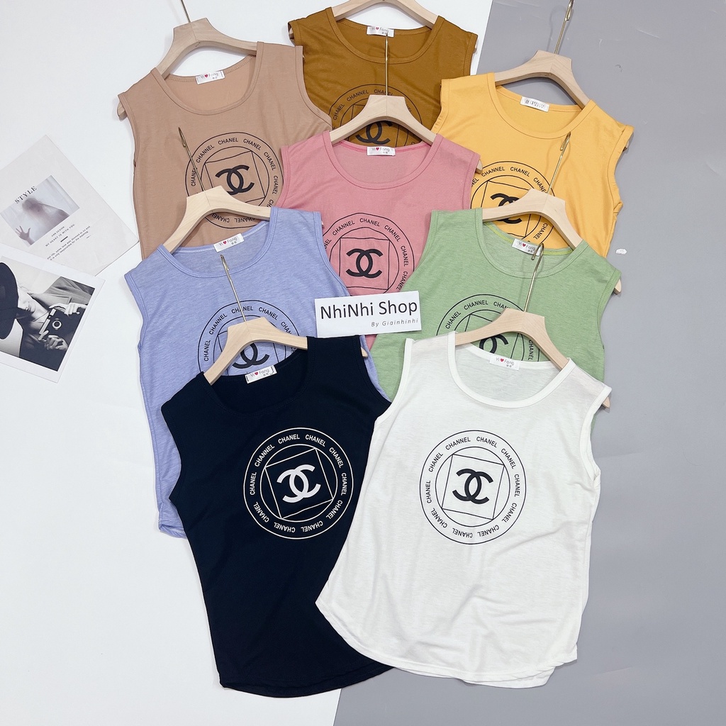 Áo thun giấy sát nách dáng vừa mặc mát, Áo kiểu thun mỏng in chữ AT043 - NhiNhi Shop