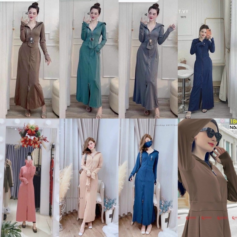 Áo Chống Nắng Nữ 2 Lớp Toàn Thân Thông Hơi Chất Vải Thun Lạnh Xuất Nhật Dày Dặn
