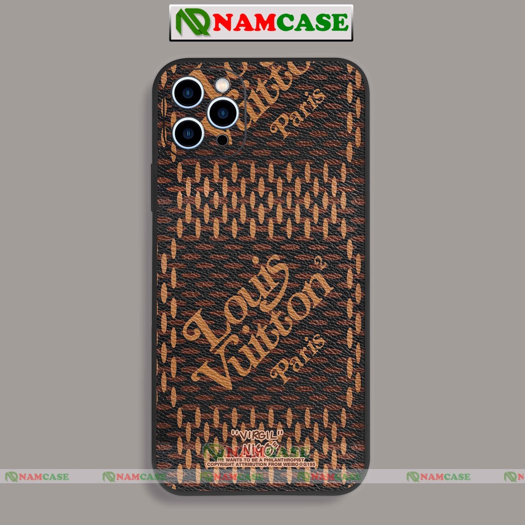 Ốp lưng điện thoại iPhone LV louis vuitton cạnh viền vuông silicon dẻo ip 6/6s/7/8/X/XS/XR/11/12/13/14 Pro Plus Max
