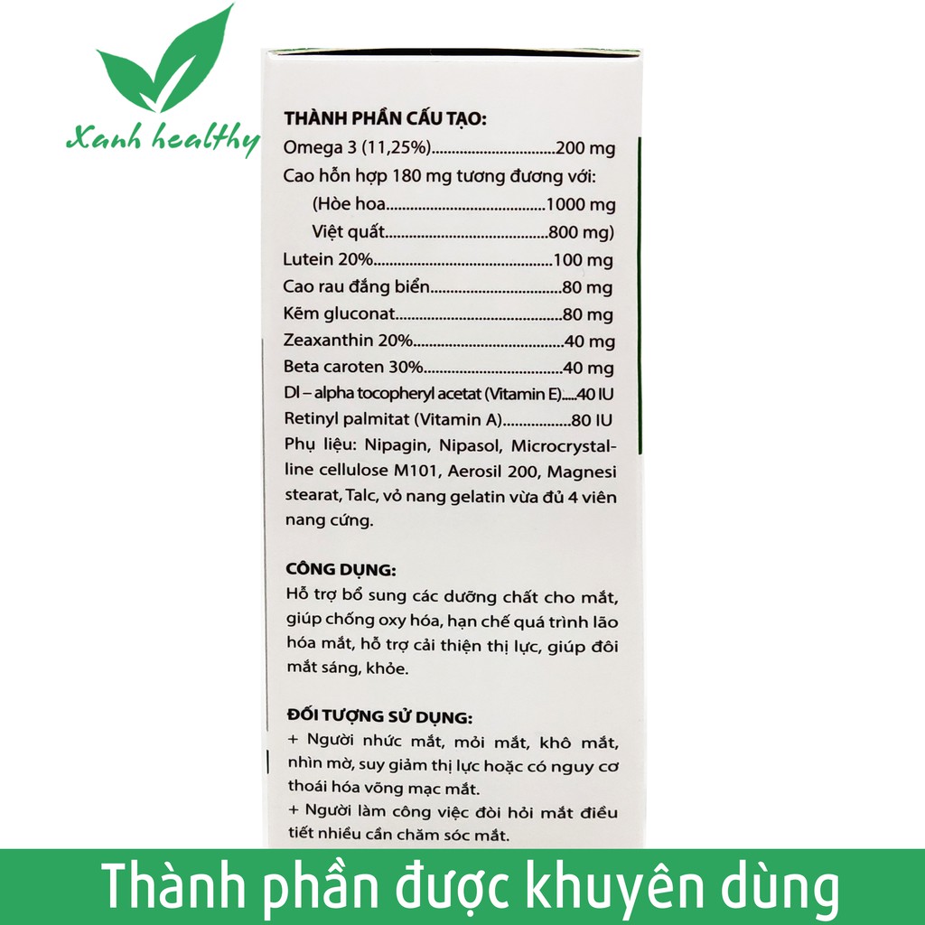 Viên uống cải thiện thị lực LUTEIN OMEGA DH95A - giảm thoái hóa võng mạc, cận thị, loạn thị và đục thủy tinh thể