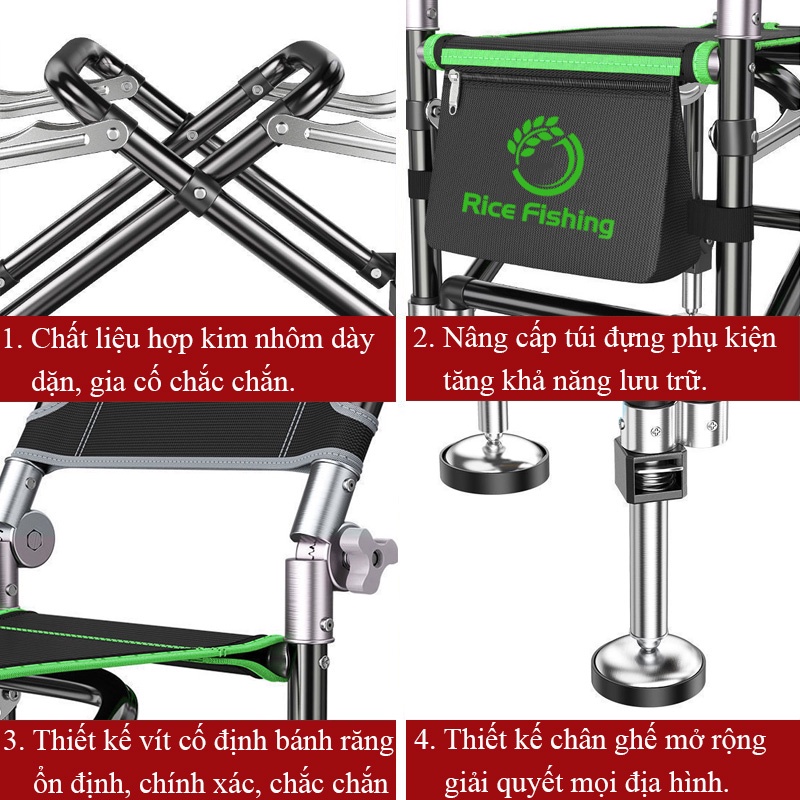 Ghế Câu Đài, Ghế câu cá địa hình Rice Fishing có thể gấp gọn, dễ dàng điều chỉnh tư thế xử lí mọi địa hình KK-39