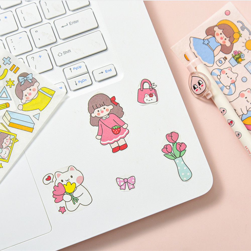 Sticker Giấy Washi Dán Trang Trí Sổ Tay Nhật Ký Diy Họa Tiết Hoạt Hình Dễ Thương