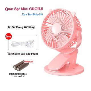 Quạt Sạc Để Bàn Mini Có Thể Sạc Lại, Quạt Kẹp Bàn USB Mini Pin 3500mAh, Xoay Góc 720 Độ, 3 Chế Độ Gió