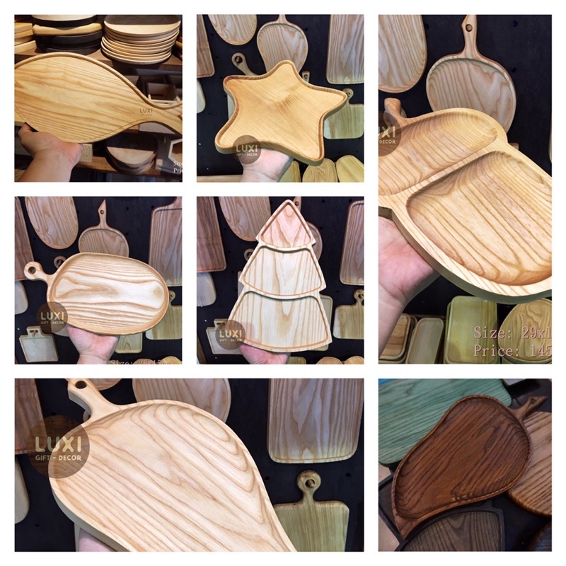 HCM | NHIỀU KIỂU DÁNG Khay gỗ/ Thớt gỗ decor chụp hình, đựng đồ ăn, trang trí đồ ăn - LUXI DECOR HCM