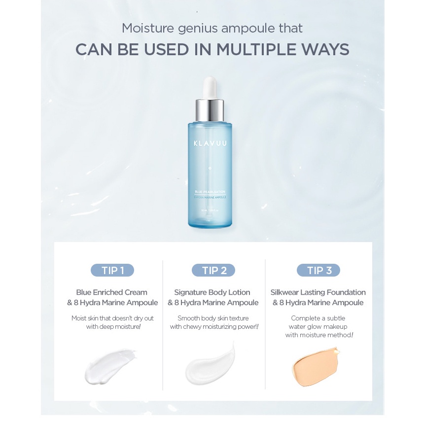 Tinh chất dưỡng da Klavuu Blue Pearlsation 8 Hydra Marine Ampoule 50ml