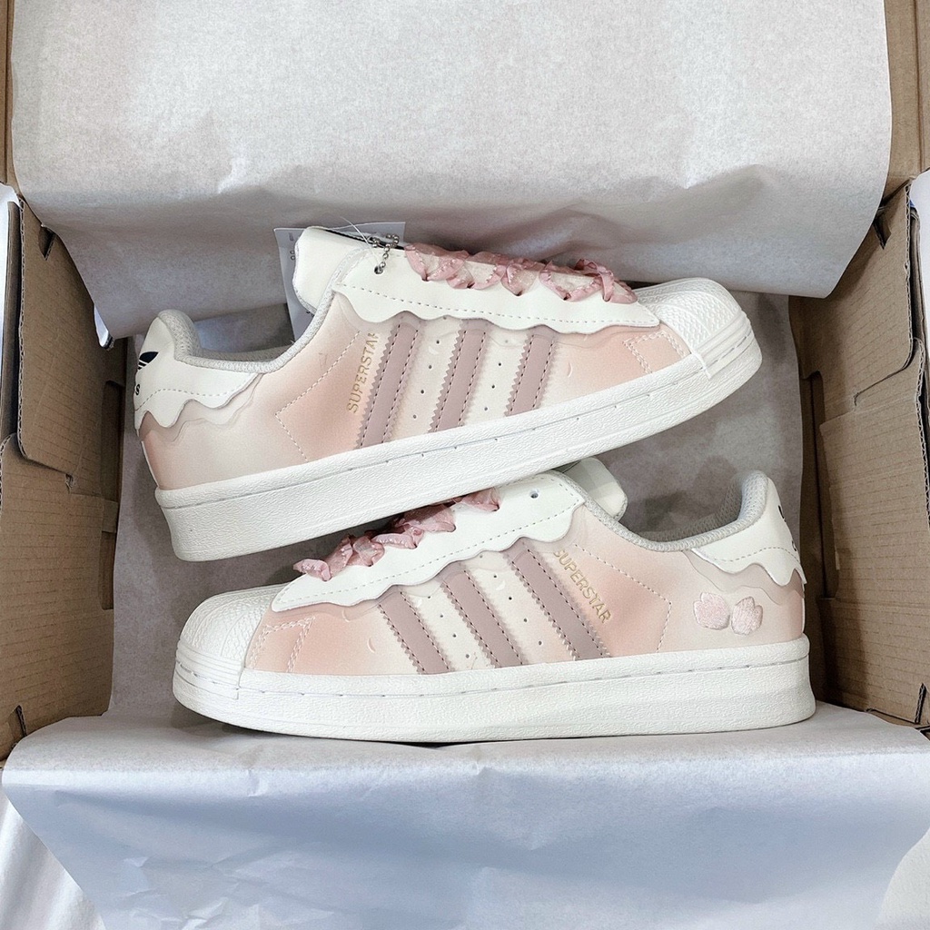 Giày thể thao Adidas Superstar với 3 mẫu sò hot 2022,Giày sneaker Adidas Sò hồng-xanh-trắng cao cấp nam nữ full phụ kiện