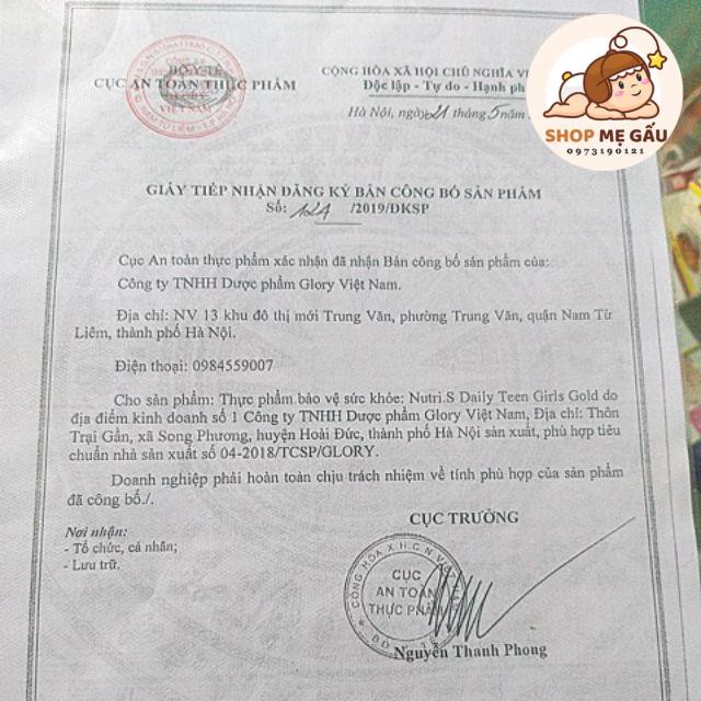 Viên uống tăng chiều cao cho nữ, phát triển trí não và hệ thống miễn dịch Nutri.S Daily TeenGirls hộp 30 viên