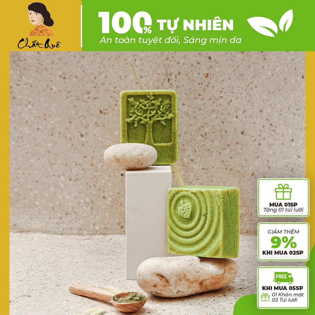 Xà phòng mướp đắng CHẤT QUÊ – Xà bông thiên nhiên, giảm viêm da, viêm nang lông, thải độc da – không sử dụng phẩm màu