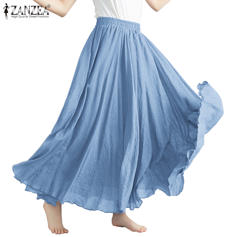 ZANZEA Chân váy Maxi lưng cao co dãn thời trang cho nữ