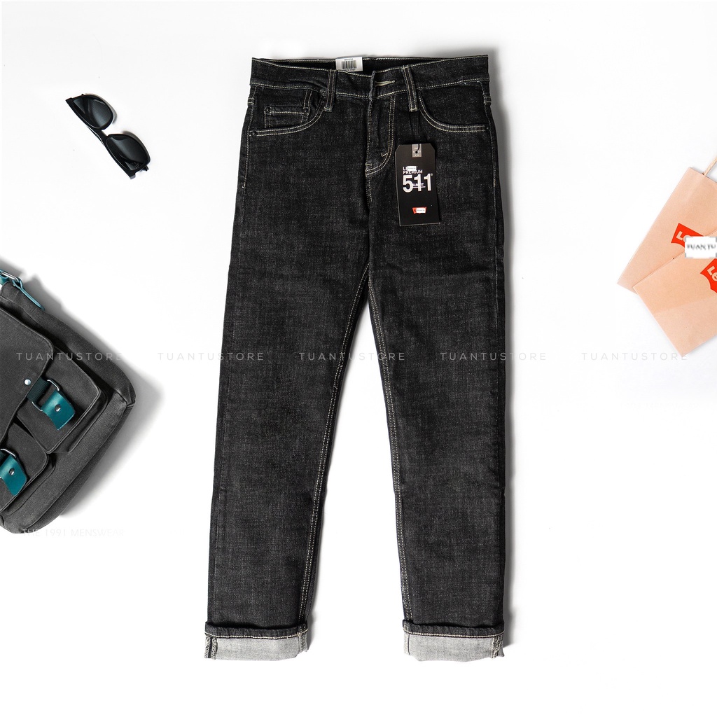 Quần Jean nam đen tiêu LV 511 cambodia (Form ống đứng Slimstrecth ,ống quần 17cm đến 19m,chất vải co dãn) t03 | BigBuy360 - bigbuy360.vn