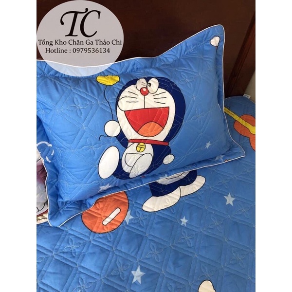 Bộ Ga Trần Bông + 2 Vỏ Gối Trần Bông Cotton Poly Dày Dặn