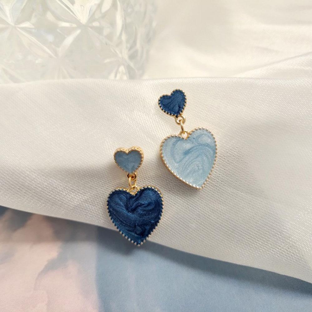 Khuyên Tai Hình Trái Tim Màu Xanh Dương Thanh Lịch Thời Trang Cho Nữ