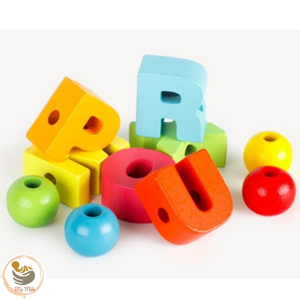 Bộ Luồn Xâu Chữ Cái, Số Và Phương Tiện Giao Thông Bằng Gỗ Cho Bé Sáng Tạo 75 Chi Tiết Shop Mẹ Mốc, L75CT