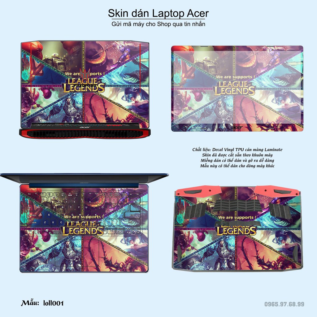 Skin dán Laptop Acer in hình Liên Minh Huyền Thoại (inbox mã máy cho Shop)