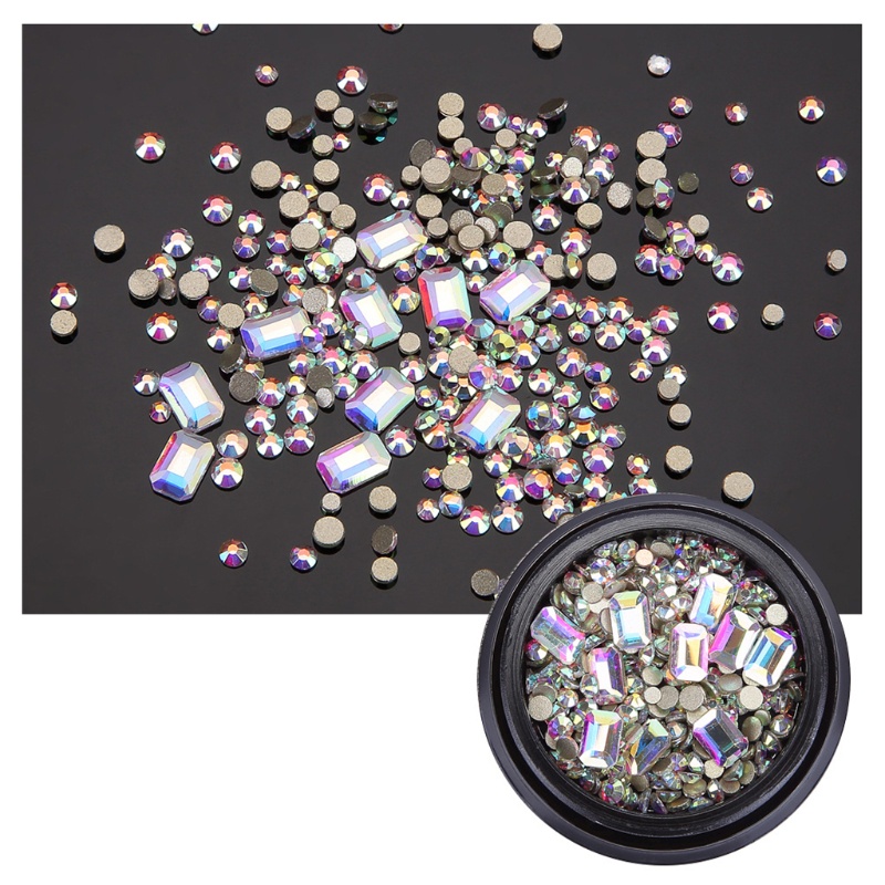 1 Hộp Nhãn Dán Trang Trí Móng Tay Nghệ Thuật Đính Đá Kim Loại Nhiều Hình Dạng DIY Sa