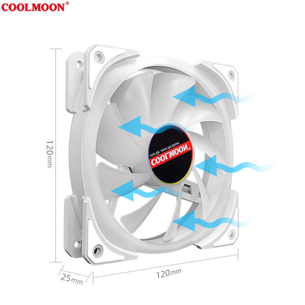 Quạt Tản Nhiệt, Fan Led ARGB Coolmoon U4 - Led Dual Ring (Led tâm + Led viền) - Tặng kèm ốc vít