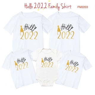 Áo gia đình Familylove - Mẫu Áo gia đình Tết 2022 - Hello 2022 chất liệu cotton co giãn 4 chiều mát - FM2203