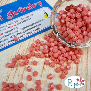 100 viên pha lê Tiệp màu hồng đục
