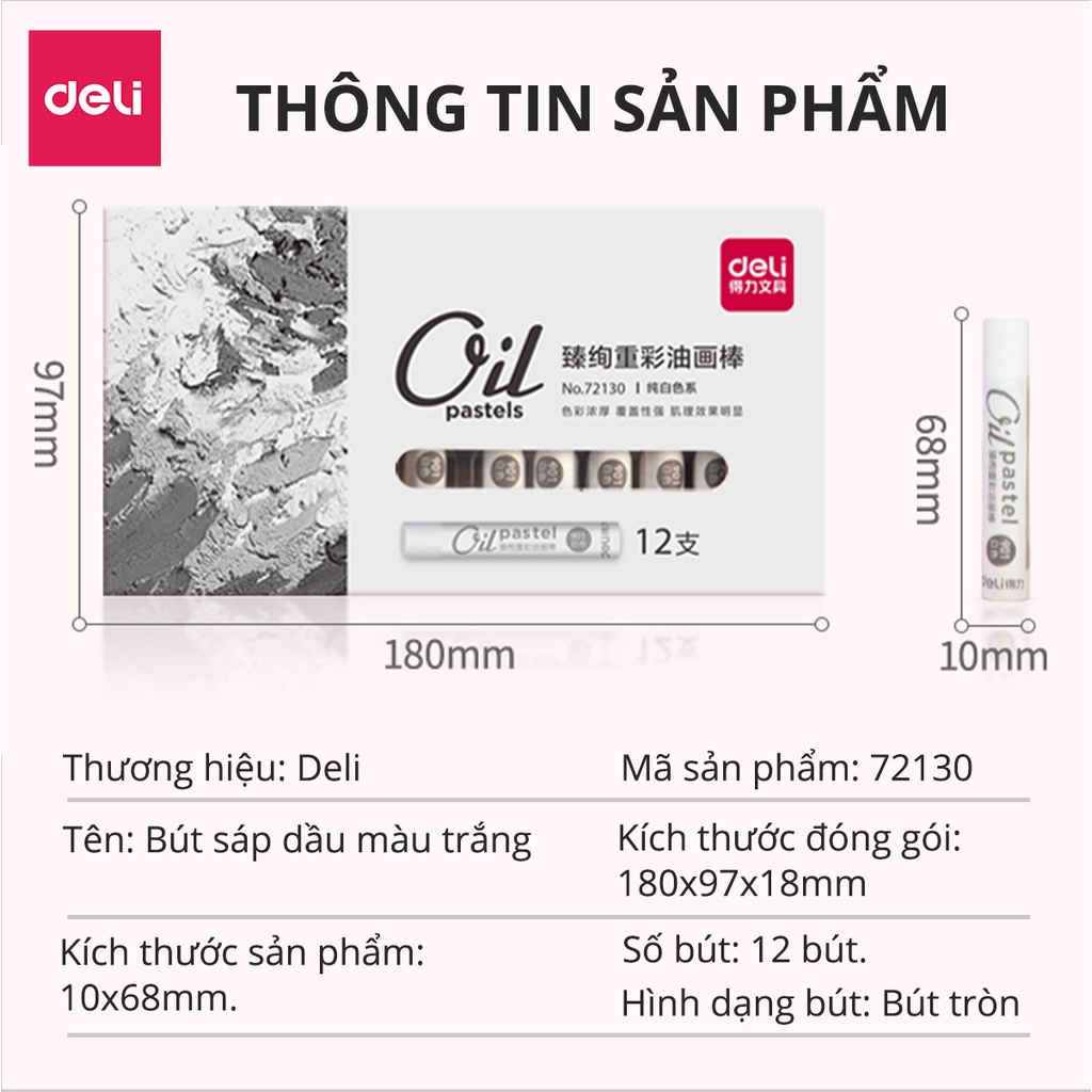 Bút sáp dầu màu trắng Deli - 72130