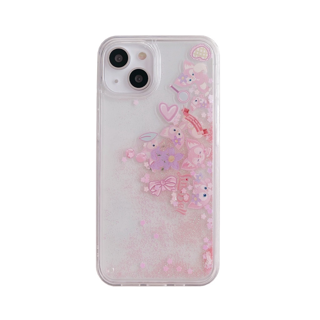 Ốp Điện Thoại TPU + PC Họa Tiết Hoạt Hình Phối Kim Tuyến Nước Cho iPhone 13 12 11 Pro MAX XS MAX XR X 7 8 plus
