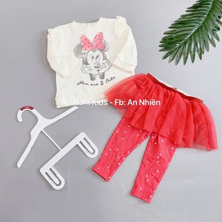 Bộ Disney nỉ bông quần váy xinh yêu cho bé 0-18m