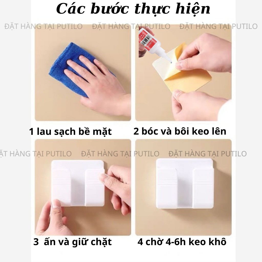 [Tặng thêm keo dính] Kệ Dán Tường Để Điện Thoại, Remote - Giá Đỡ Sạc Điện Thoại Thông Minh