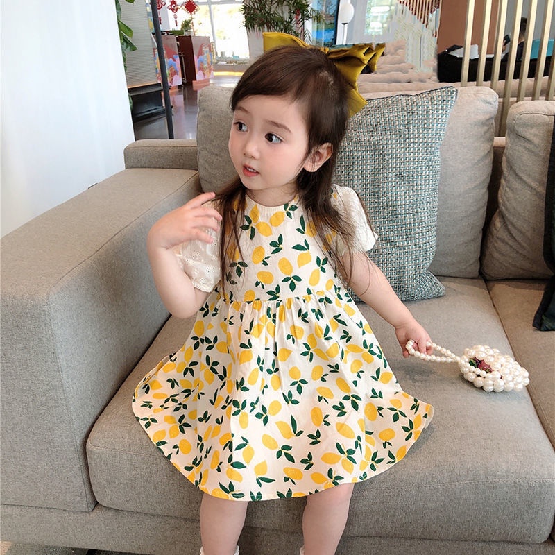 Đầm Cotton NgắN Tay In Hoa Cho Bé (1-6 TuổI)
