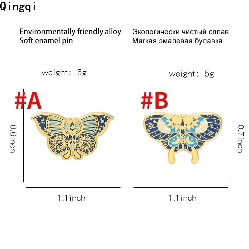 Ghim cài áo Miss Zoe hình bướm và ngài trăng sao phù thủy sang trọng cho nữ